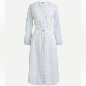 J. Crew - Tie-waist Cotton Voile Midi Shirt Dress in deck stripe - size 2
